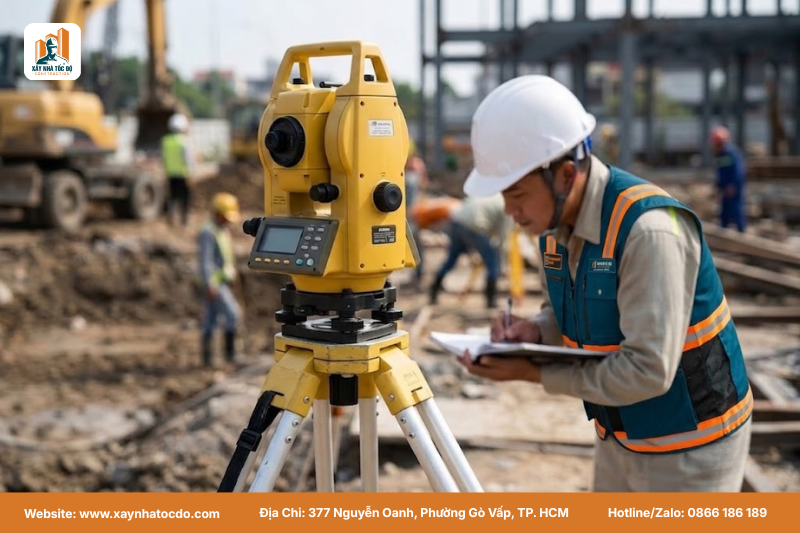 Khảo sát địa chất trong quy trình chuẩn bị mặt bằng thi công chuyên nghiệp.