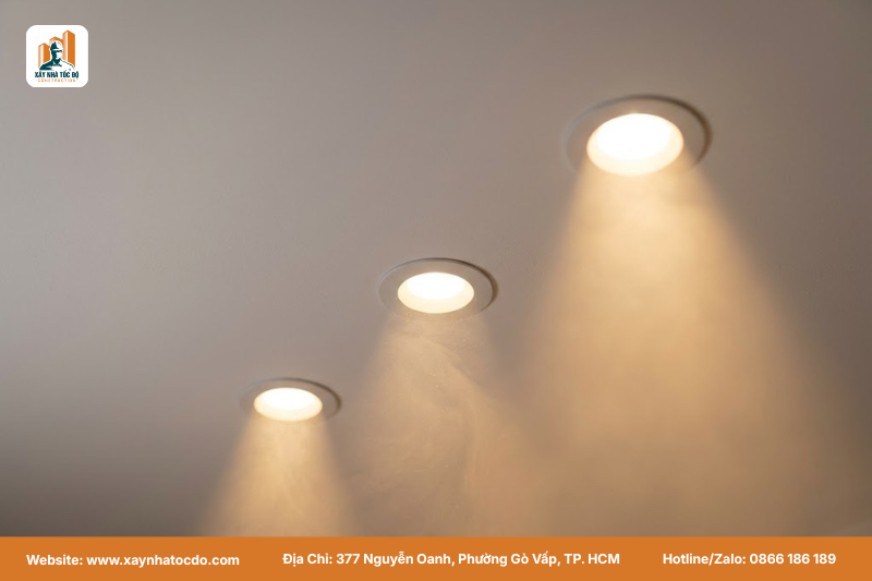 Chi tiết hệ thống đèn LED âm trần trong một dự án xây CHDV cao cấp.