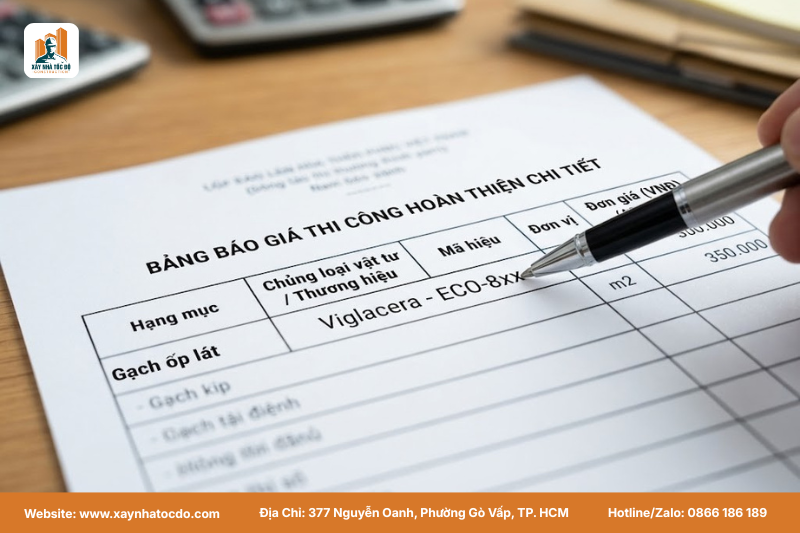 Bảng dự toán chi tiết giúp tiết kiệm chi phí thi công hoàn thiện.