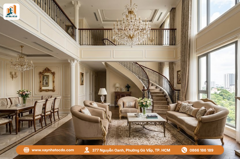Mẫu thiết kế nội thất Duplex thông tầng phong cách Tân cổ điển (Neoclassical)