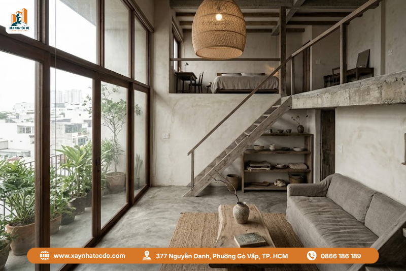Mẫu thiết kế nội thất Duplex phong cách Wabi Sabi