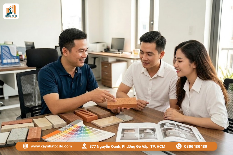 Kỹ sư Xây Nhà Tốc Độ tư vấn lựa chọn vật tư xây dựng để đảm bảo chất lượng công trình.