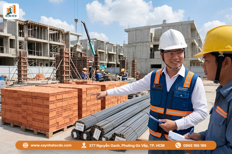 Kỹ sư giám sát việc quản lý chi phí hiện trường, kiểm soát hao hụt vật tư xây dựng.