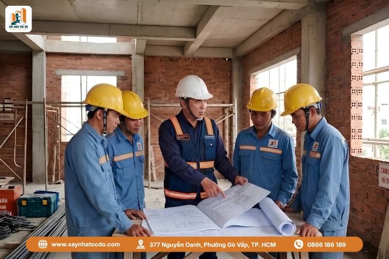 Chỉ huy trưởng công trình giúp quản lý chi phí hiện trường thông qua việc điều phối đội thợ hiệu quả.