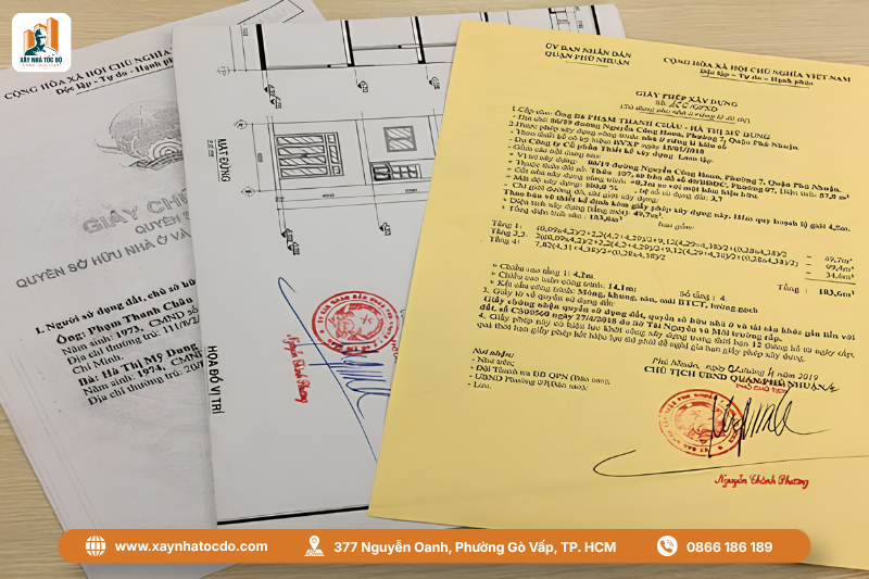 Hình ảnh giấy phép xây dựng và bộ hồ sơ pháp lý, một phần không thể thiếu trong kinh nghiệm xây dựng phần thô.