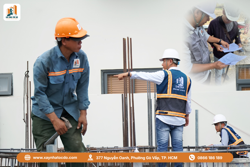 Chỉ huy trưởng điều phối công việc cho đội thợ, một phần quan trọng của năng lực chỉ huy công trình.