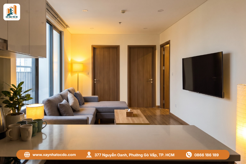 Thiết kế nội thất căn hộ cao cấp cho căn 2 phòng ngủ với không gian chung và riêng được phân chia rõ ràng.