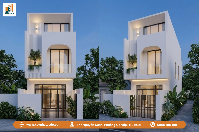 Mẫu nhà phố phong cách tối giản hiện đại.