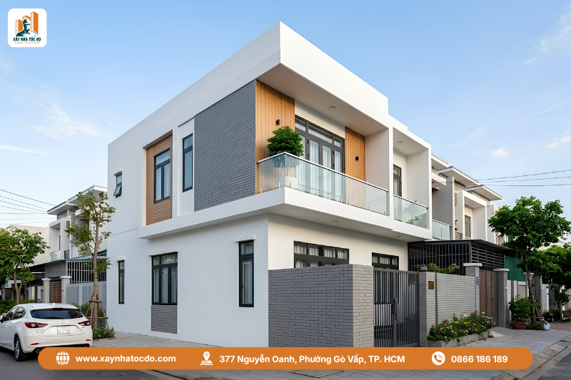 Xu hướng thiết kế mẫu nhà phố giá rẻ 2026 với kiến trúc tối giản, hiện đại.